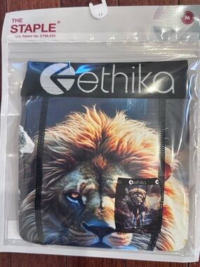 ethika Men's Boxer Briefs Black with Multi-Color Lion Graphic